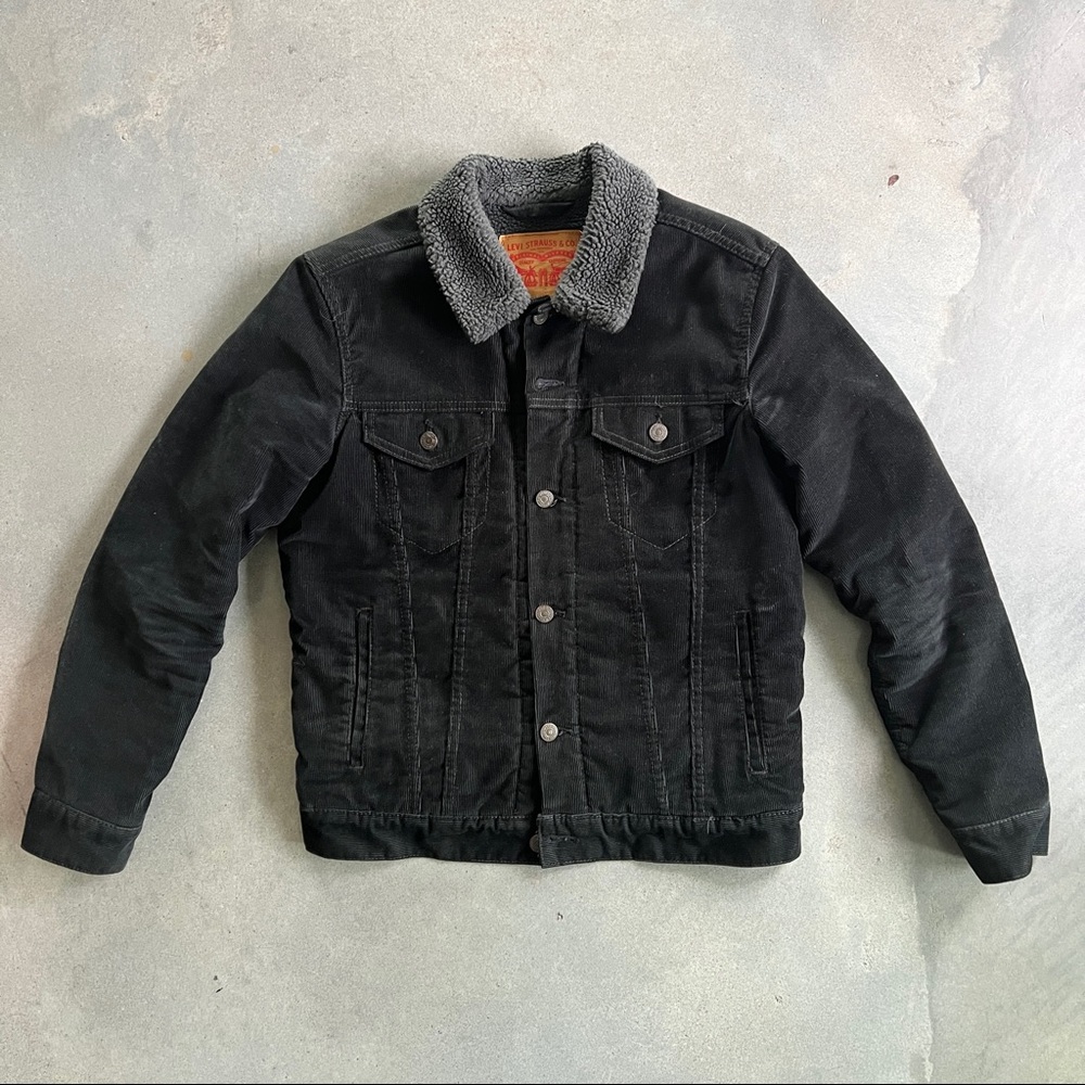 Levi’s Sherpa Lined Trucker Jacket Black Corduroy